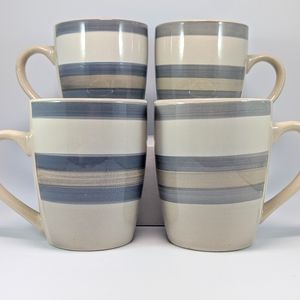 Gibson Home Coffee Tea Mug Stripes Design 4 Set